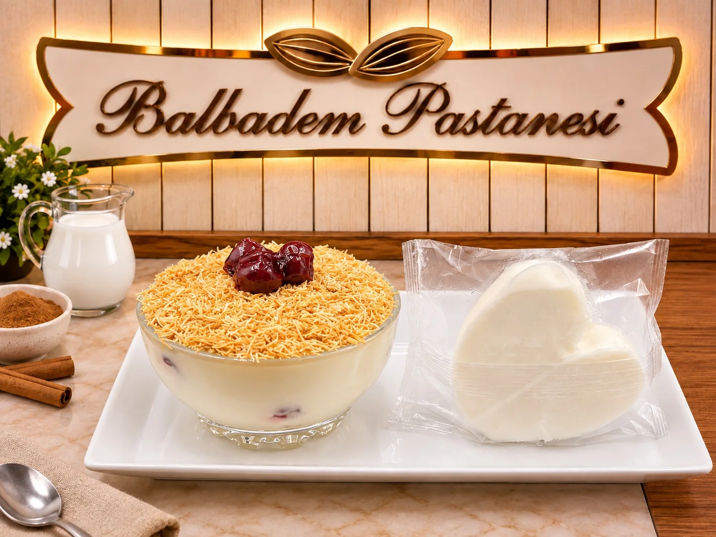 Vişneli Kadayıflı Muhallebi Menü
