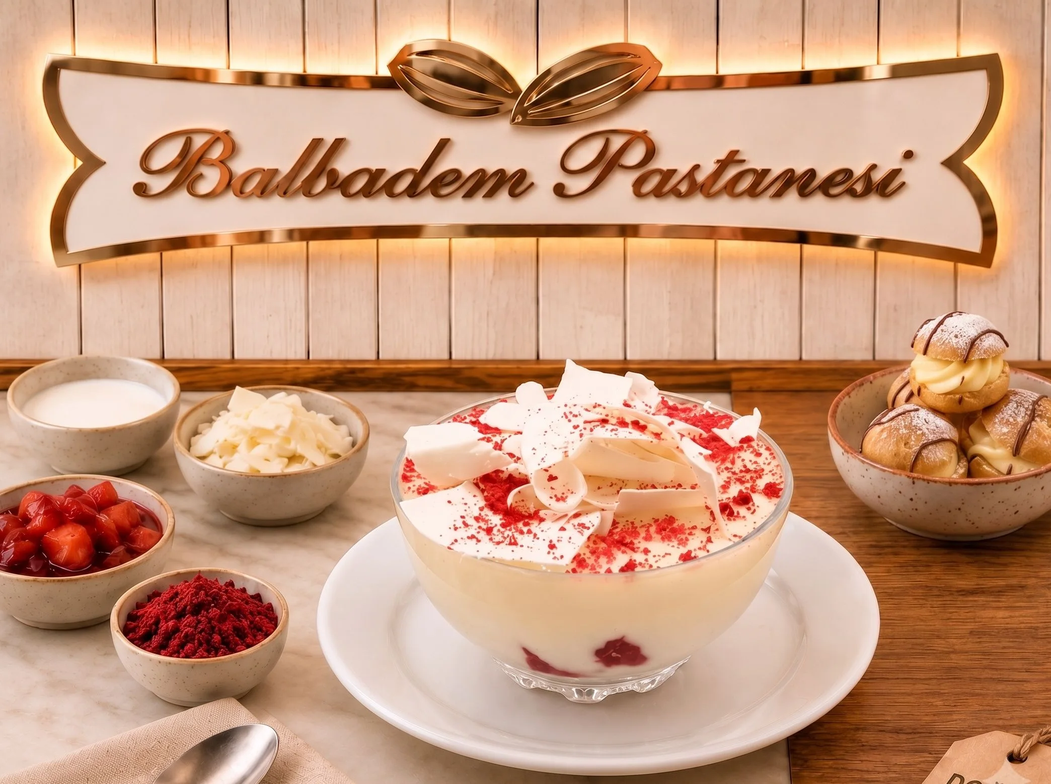 Beyaz Çikolatalı Frambuazlı Profiterol