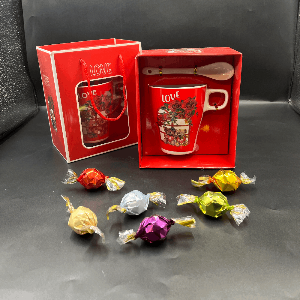 Twist Çikolata & Kaşıklı Güllü Love Kupa