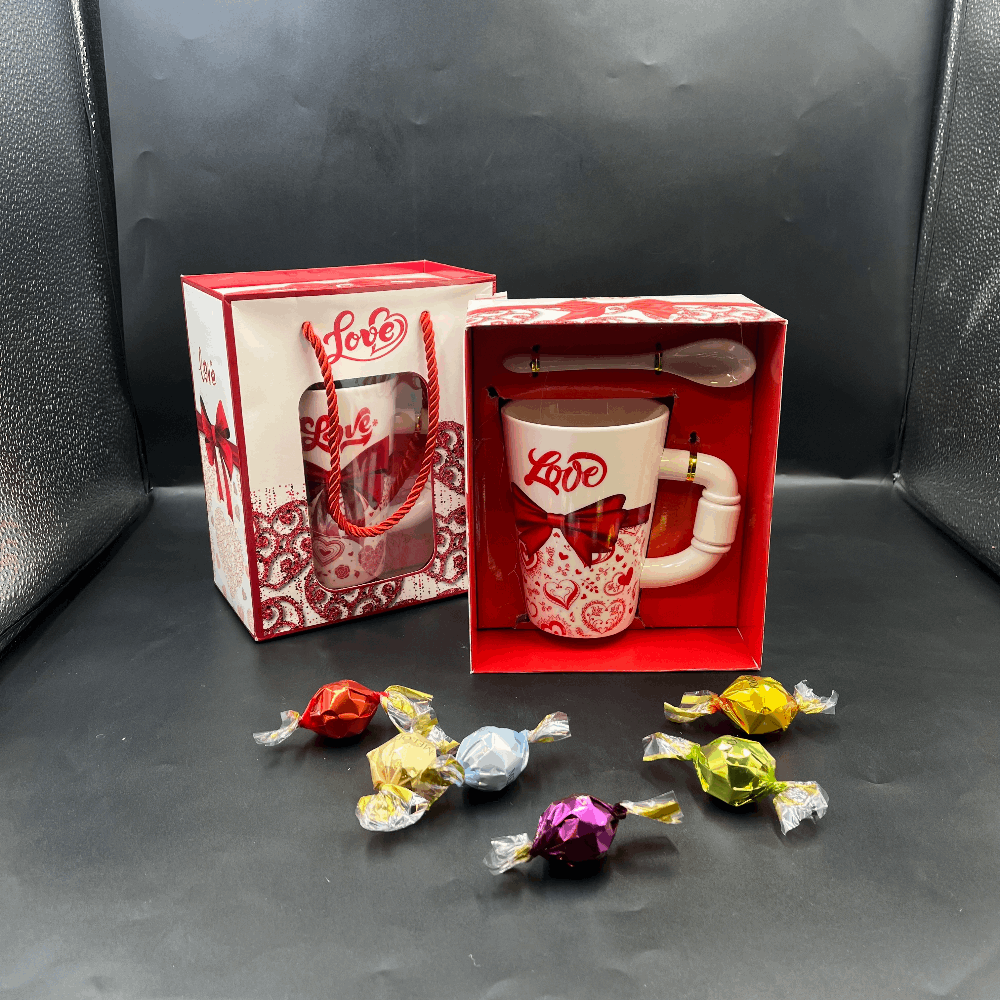 Twist Çikolata & Kırmızı Kurdeleli  Love Kupa