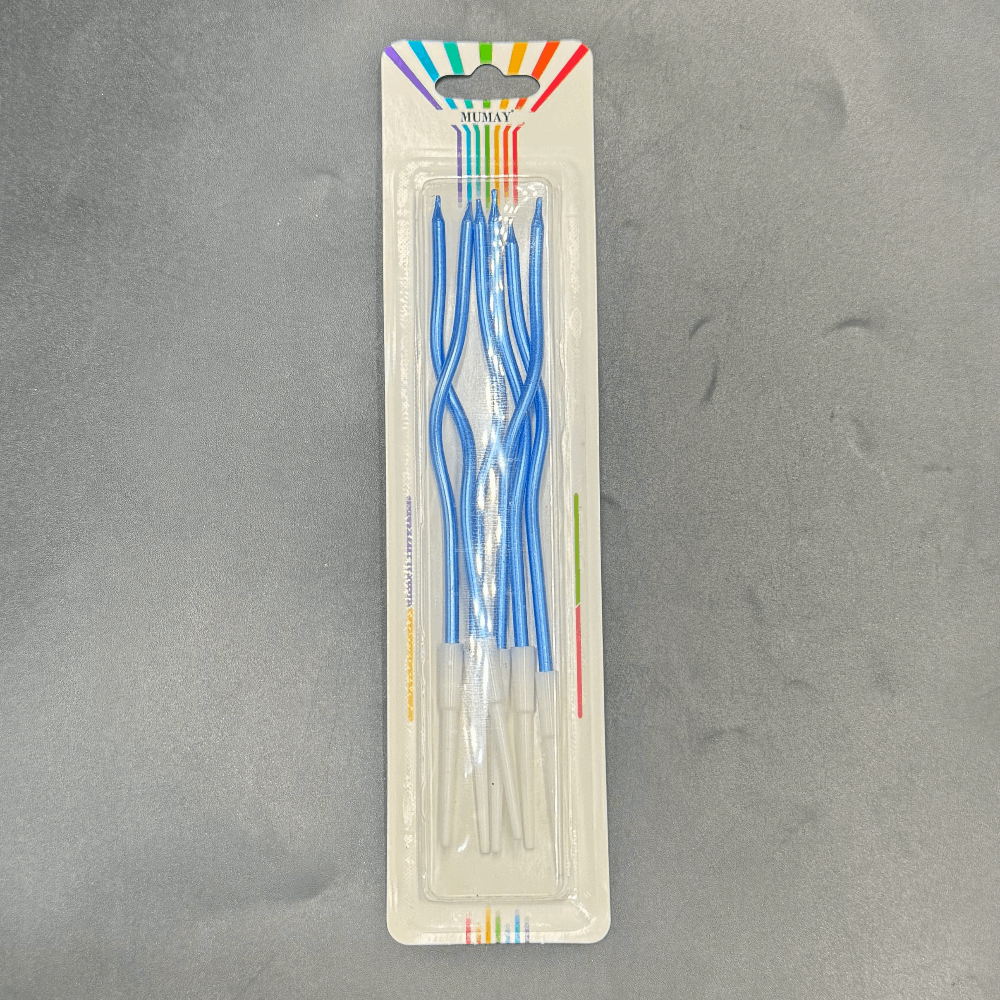 Mavi Kıvrımlı Mum (14cm) 6'lı