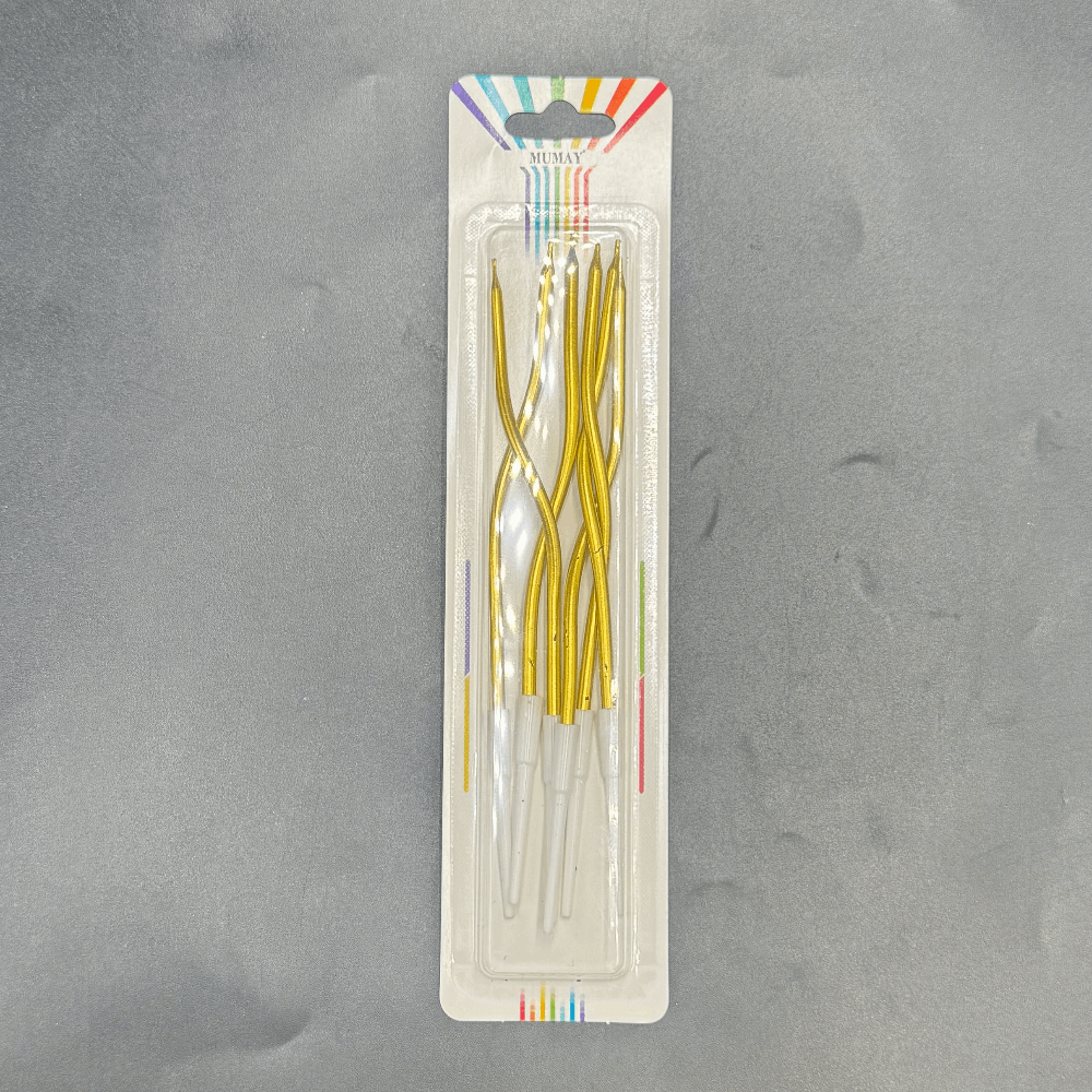 Gold Kıvrımlı Mum (14cm) 6'lı